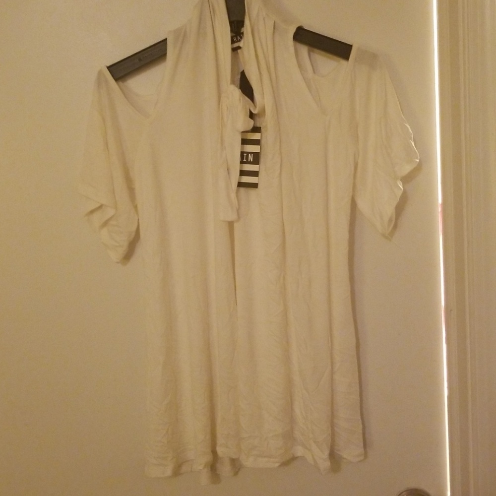 Brand new off the shoulder tie neck jersey shirt